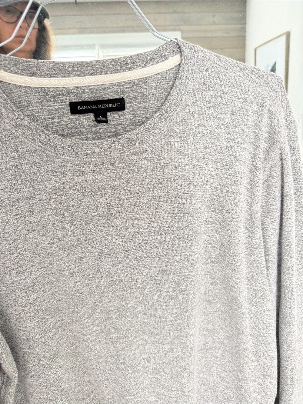 Banana Republic Men's Crewneck Sweater in Light Heather Gray